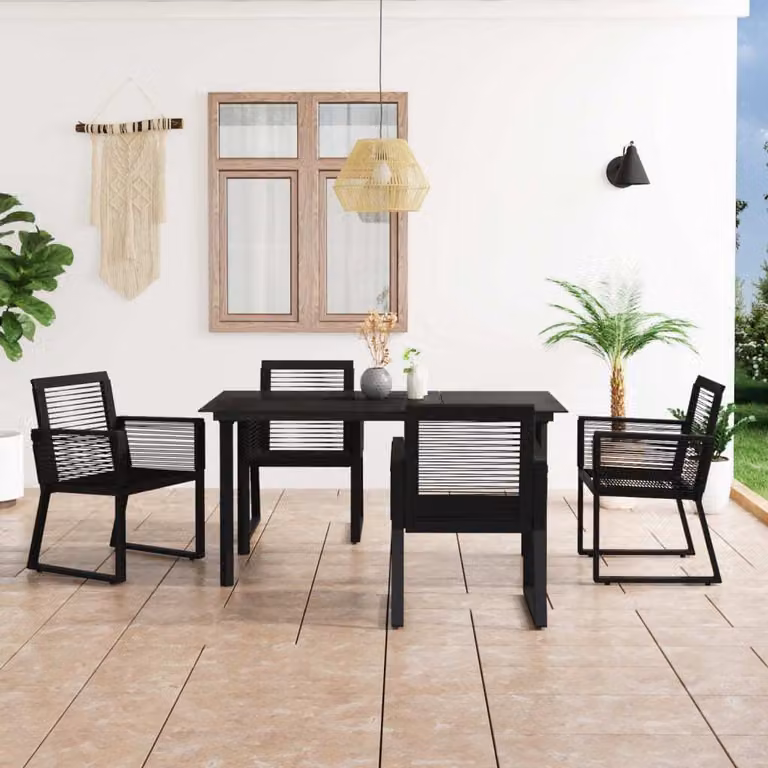 Maison Exclusive - Set da pranzo da giardino 5 pezzi in rattan PVC nero