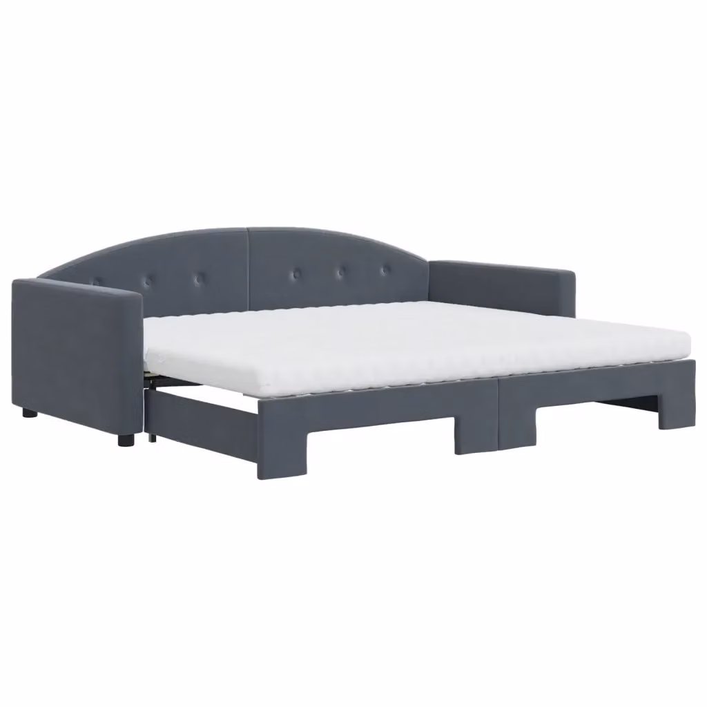 Divano Letto Estraibile vidaXL in Velluto Grigio con Cassetto per Soggiorno e Camera da Letto L/P/H: 190 x 90 x 75 cm – 2