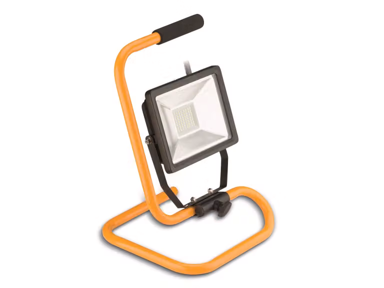 Goobay 59006 Faro da esterno a LED con supporto, 30 W, 30 W, nero/giallo, 1,4 m - Luce da lavoro con illuminazione di grandi superfici