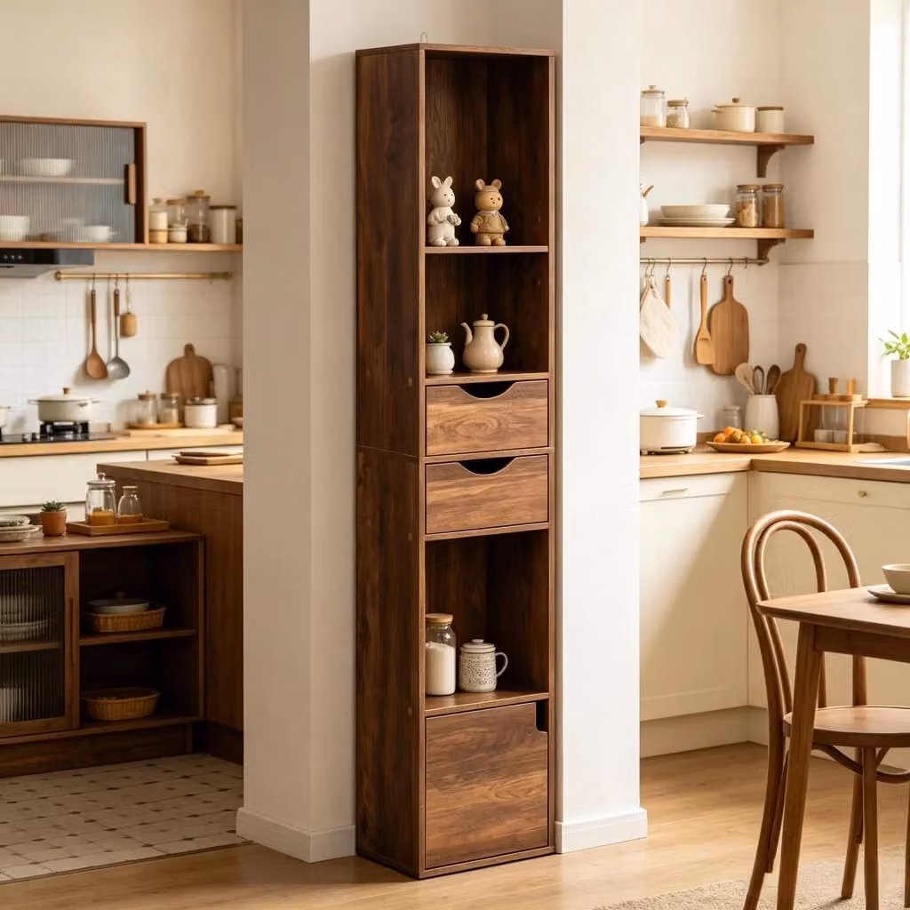 Libreria moderna REDOM in legno MDF marrone con ripiani regolabili L 30 cm x P 24 cm x H 157,5 cm – 2