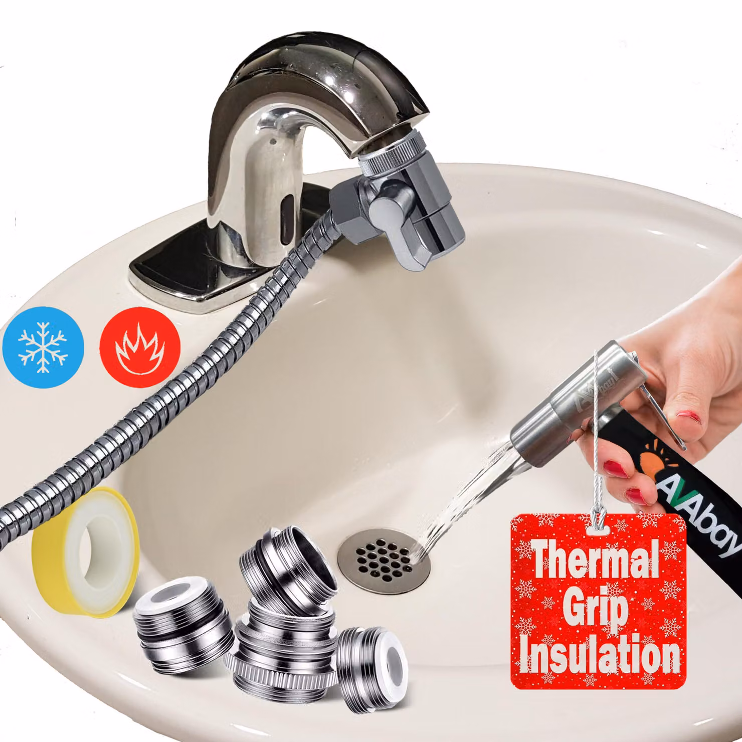 AVAbay®: Rubinetto manuale per il bagno, accessorio per bidet per acqua calda e fredda