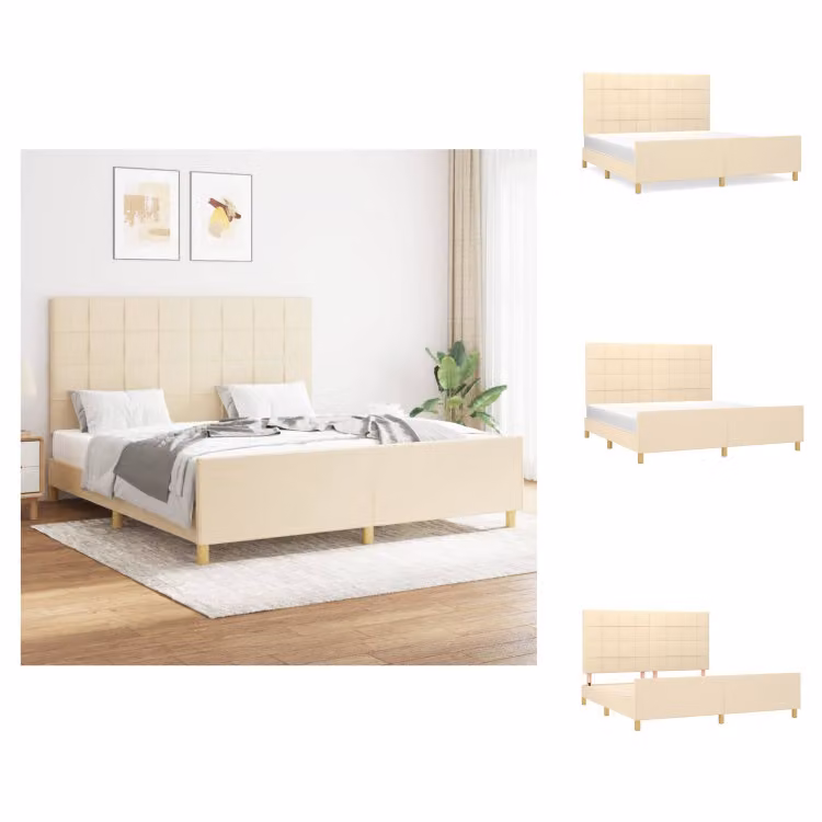 vidaXL Struttura letto con testiera in tessuto crema 160x200 cm - Letti e strutture letto