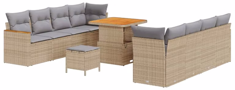 Set Divano da Giardino 11 pcs Beige polyrattan