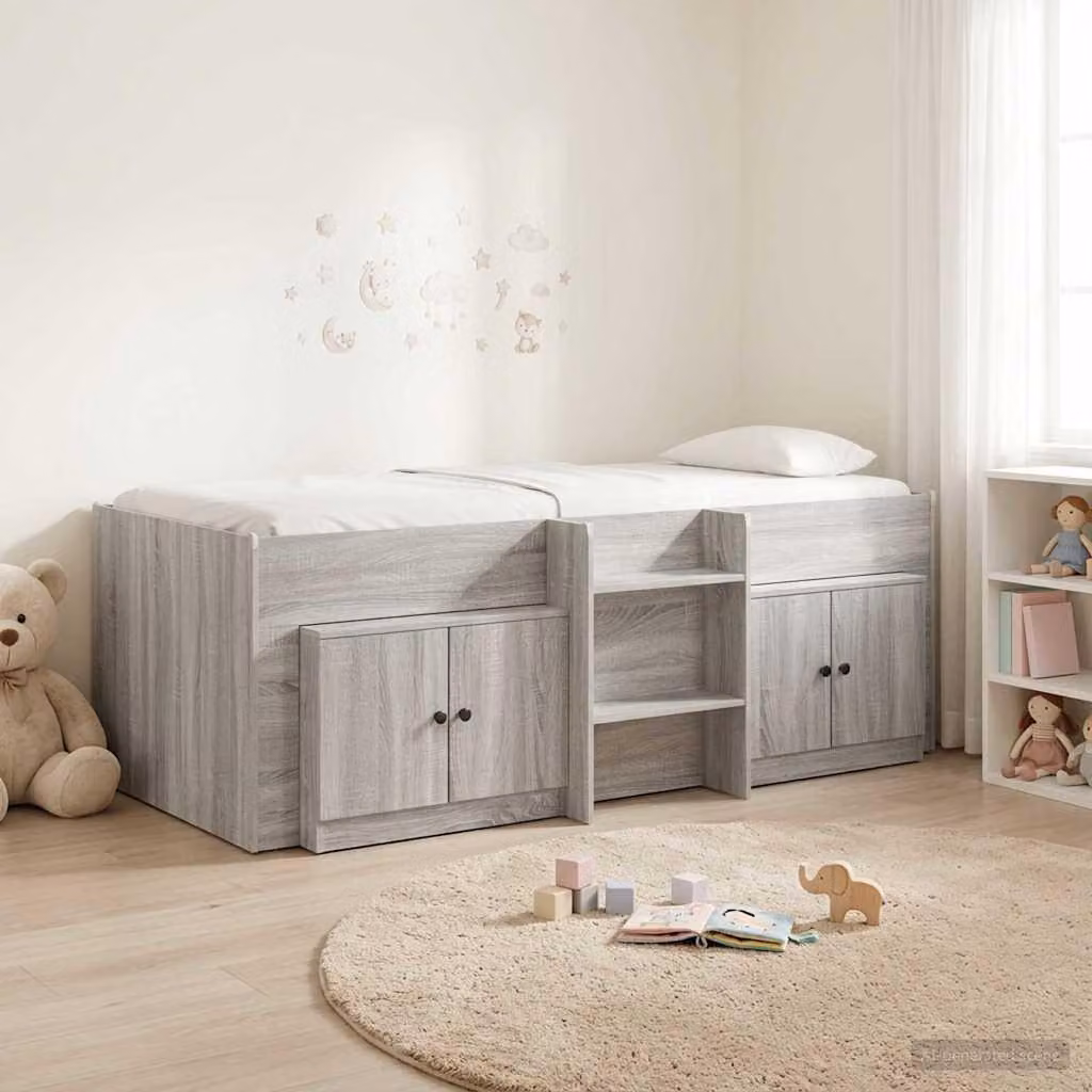 Maison Exclusive - Struttura letto a soppalco con armadio, 3 pezzi, grigio Sonoma, realizzata in legno laminato