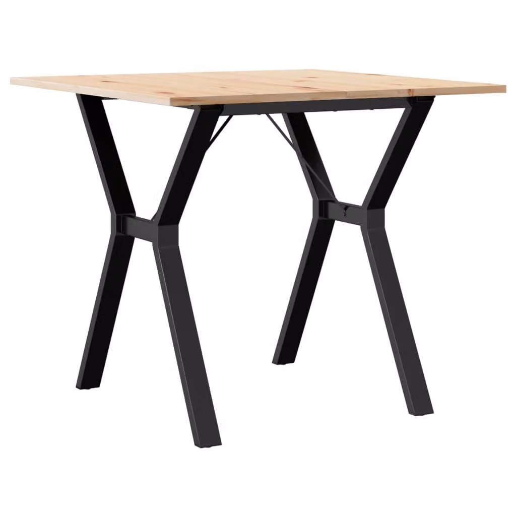 Tavolo da Pranzo Telaio a Y 80x80x75 cm Legno Pino e Acciaio
