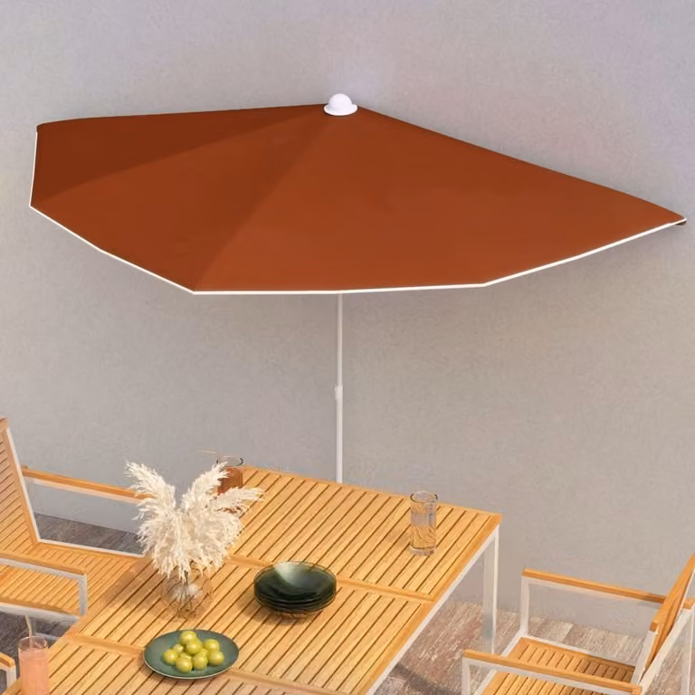 Maison Exclusive - Ombrello a mezzaluna con palo, dimensioni 180x90 cm, colore terracotta