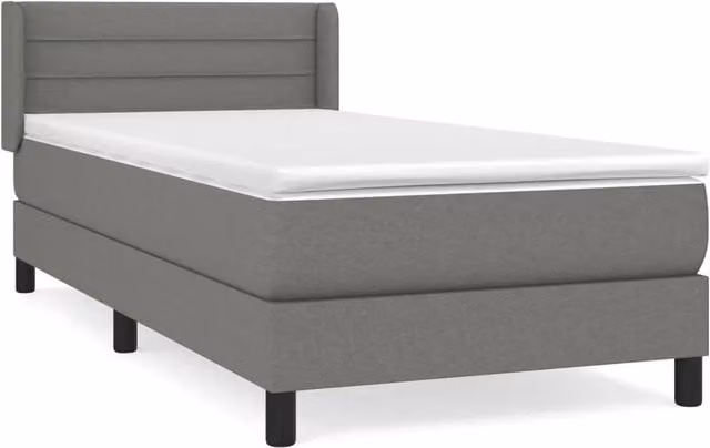 Letto singolo | Letto per adulti | Giroletto a Molle con Materasso Grigio Scuro 90x200 cm Tessuto
