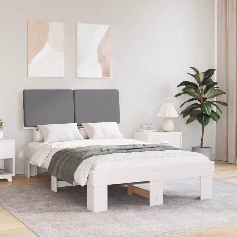 vidaXL Letto Moderno con Testiera Rivestita in Tessuto Grigio L/P/H: 120 x 200 cm