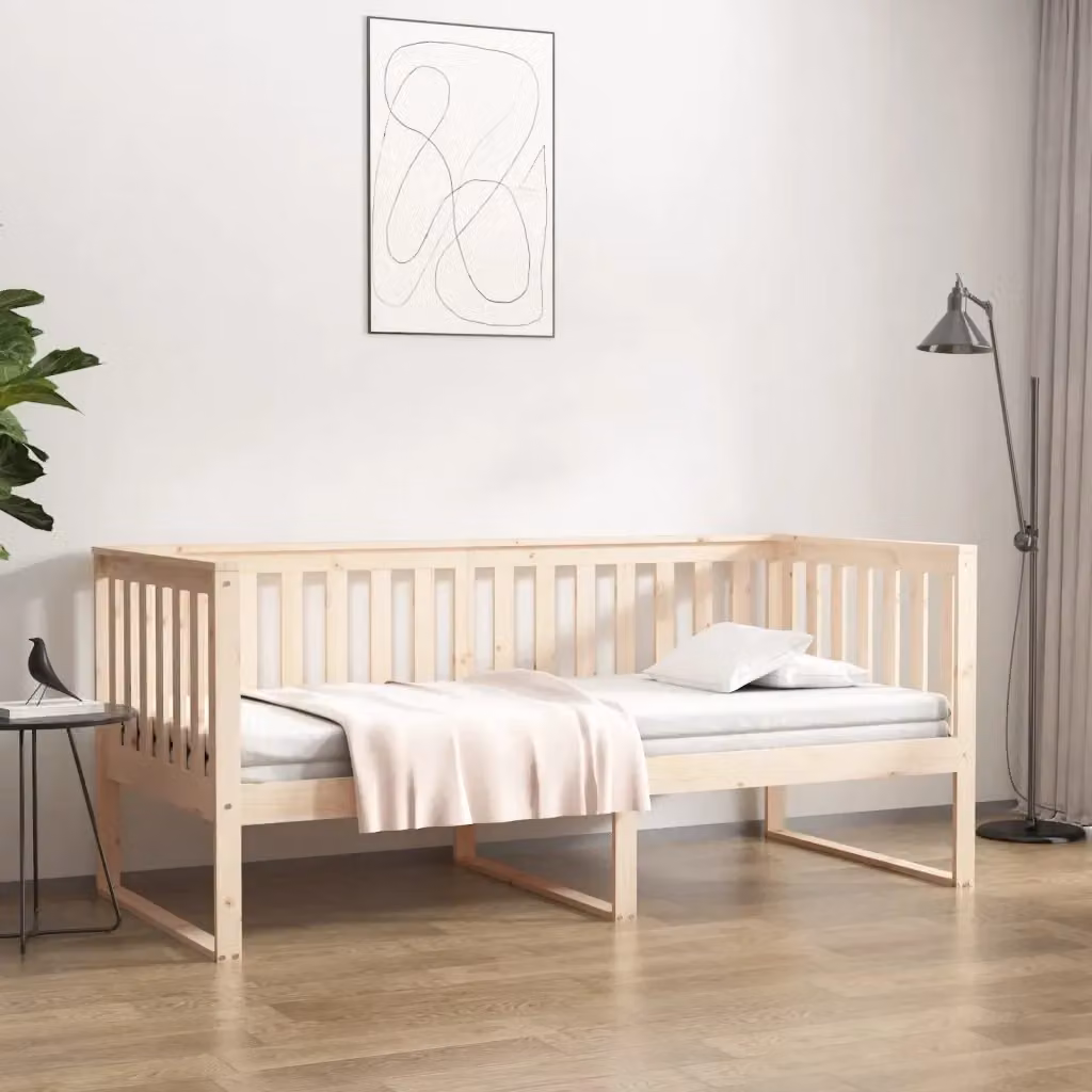 Letto singolo in legno massello di pino non trattato per adulti, design minimalista, L/P/H: 90 x 190 x 96 cm – 2