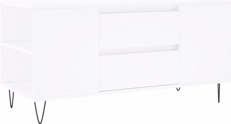 Tavolino da Salotto Bianco 102x44,5x50 cm in Legno Multistrato