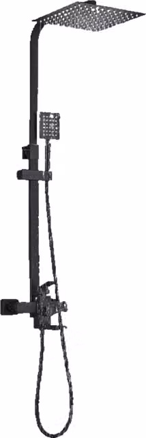 LANA | Set doccia a pioggia premium in acciaio inox nero opaco | Sistema doccia con miscelatore di design | Miscelatore doccia completo di doccetta