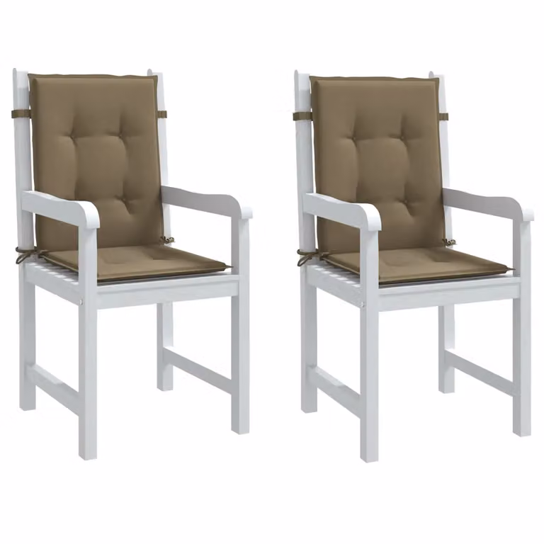 Set di 2 cuscini per sedia vidaXL in tessuto resistente ai raggi UV e antiscivolo, colore tortora mélange, imbottitura in schiuma e lacci di fissaggio