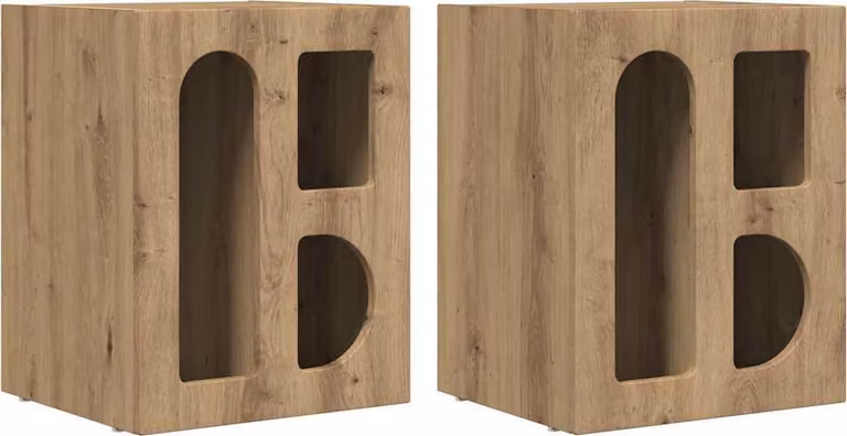 Comodino 2 pcs Rovere artigianale 40 x 35 x 50 cm