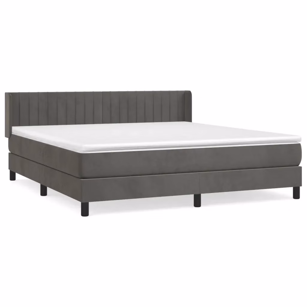 Letto Ibrido vidaXL con Giroletto a Molle e Materasso in Velluto Grigio e Bianco L/P: 160 x 200 cm – 2