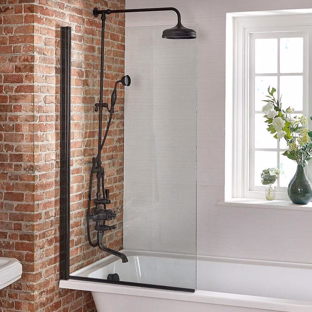 Parete Doccia Nera per Vasca da Bagno - Nox