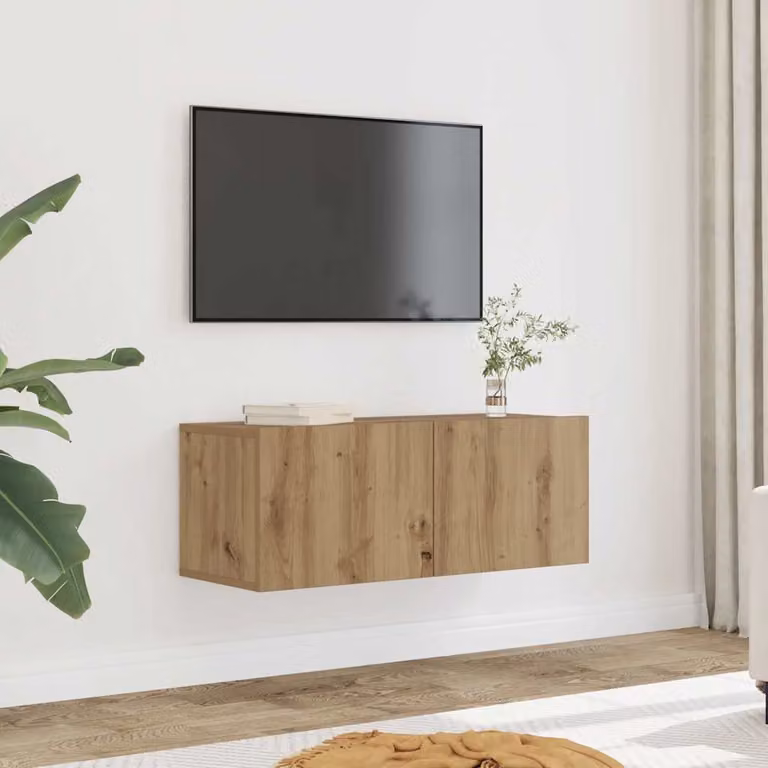 Set di 2 mobili TV da parete vidaXL in rovere marrone stile moderno L 80 cm x P 30 cm x H 30 cm