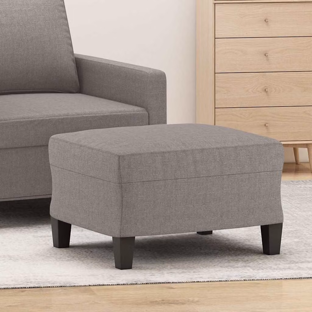 Poggiapiedi vidaXL in tessuto tortora con struttura in legno L: 60 cm, P: 50 cm, H: 41 cm