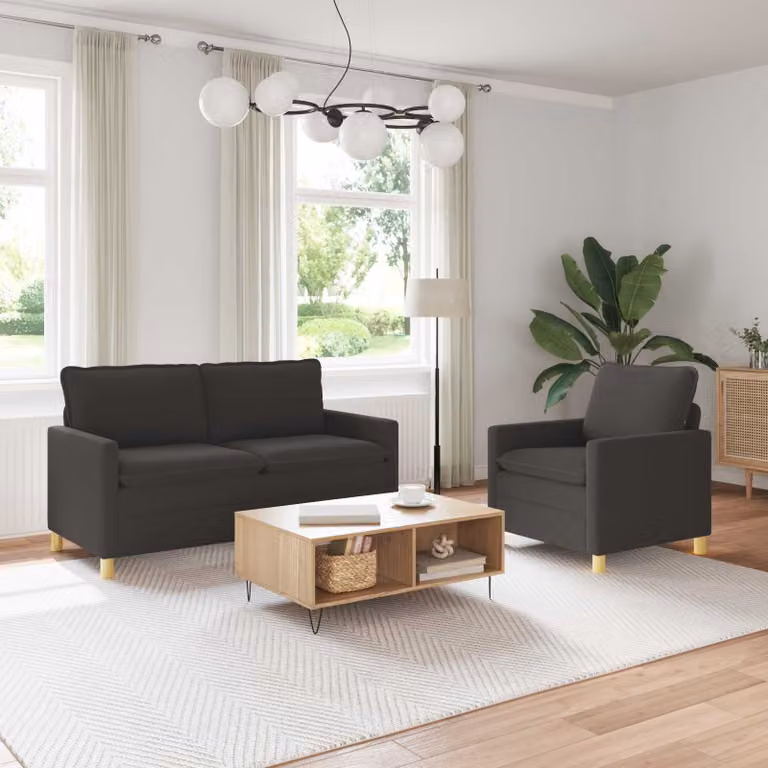 Set di 2 divani moderni vidaXL in tessuto grigio con struttura in metallo e coperture rimovibili per il tuo soggiorno
