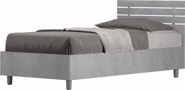 BS COM Letto singolo senza rete 80x190 testata dritta con doghe cemento