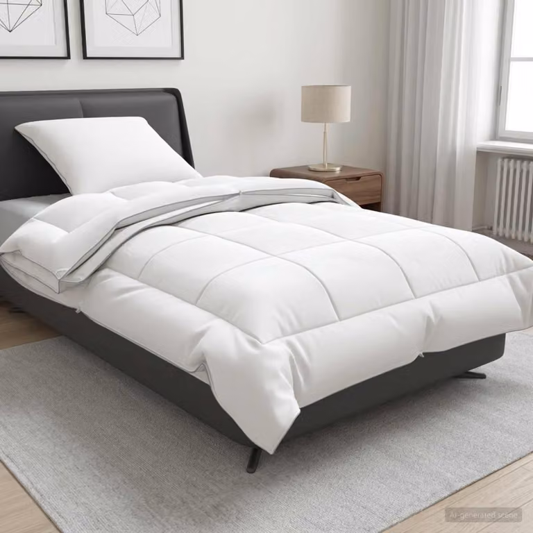 Set di piumone e cuscini vidaXL 2 pezzi, 4 stagioni, bianco, L: 140 cm x P: 200 cm
