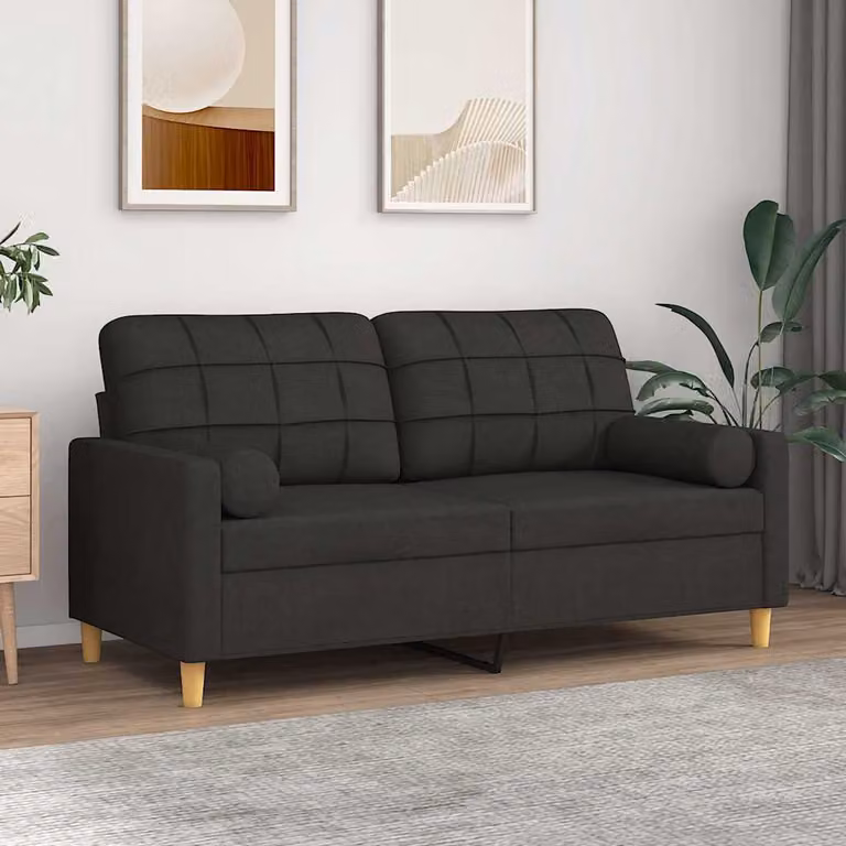 Divano a 2 posti moderno vidaXL in tessuto grigio con cuscini e coperture rimovibili