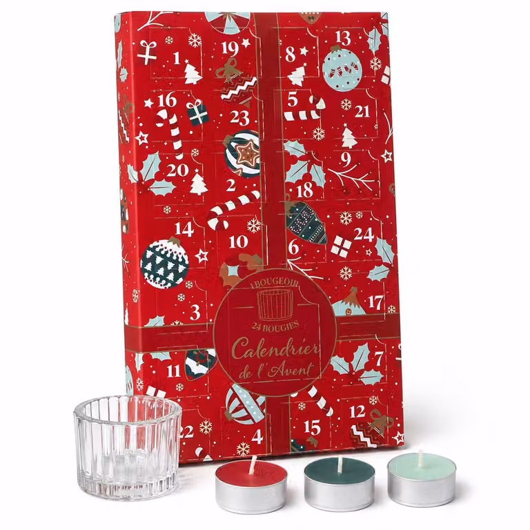 Calendario dell'Avvento con 24 candele profumate - Calendario dell'Avvento con candele - Candele del Calendario dell'Avvento di Natale - Rosso