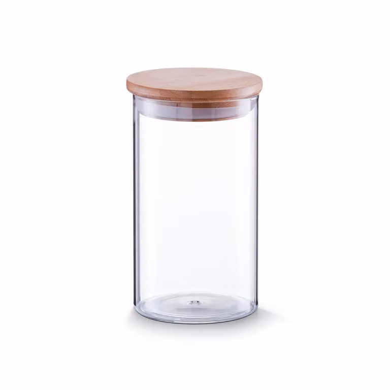 Zeller Present Barattolo in bambù con coperchio in bambù, 1000 ml, Ø 10,5 x 17,5 cm, trasparente/naturale