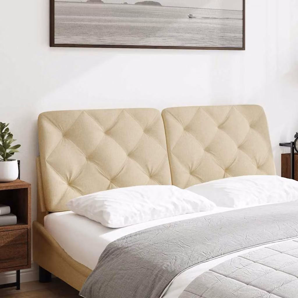 vidaXL Cuscino Testiera Crema 140 cm in Tessuto