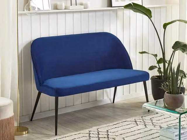 Divano da cucina e soggiorno Beliani a 2 posti in velluto blu navy con struttura in metallo – 1