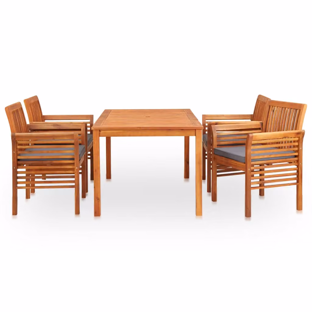 vidaXL Set da pranzo da giardino 5 pezzi con cuscini in legno massello di acacia
