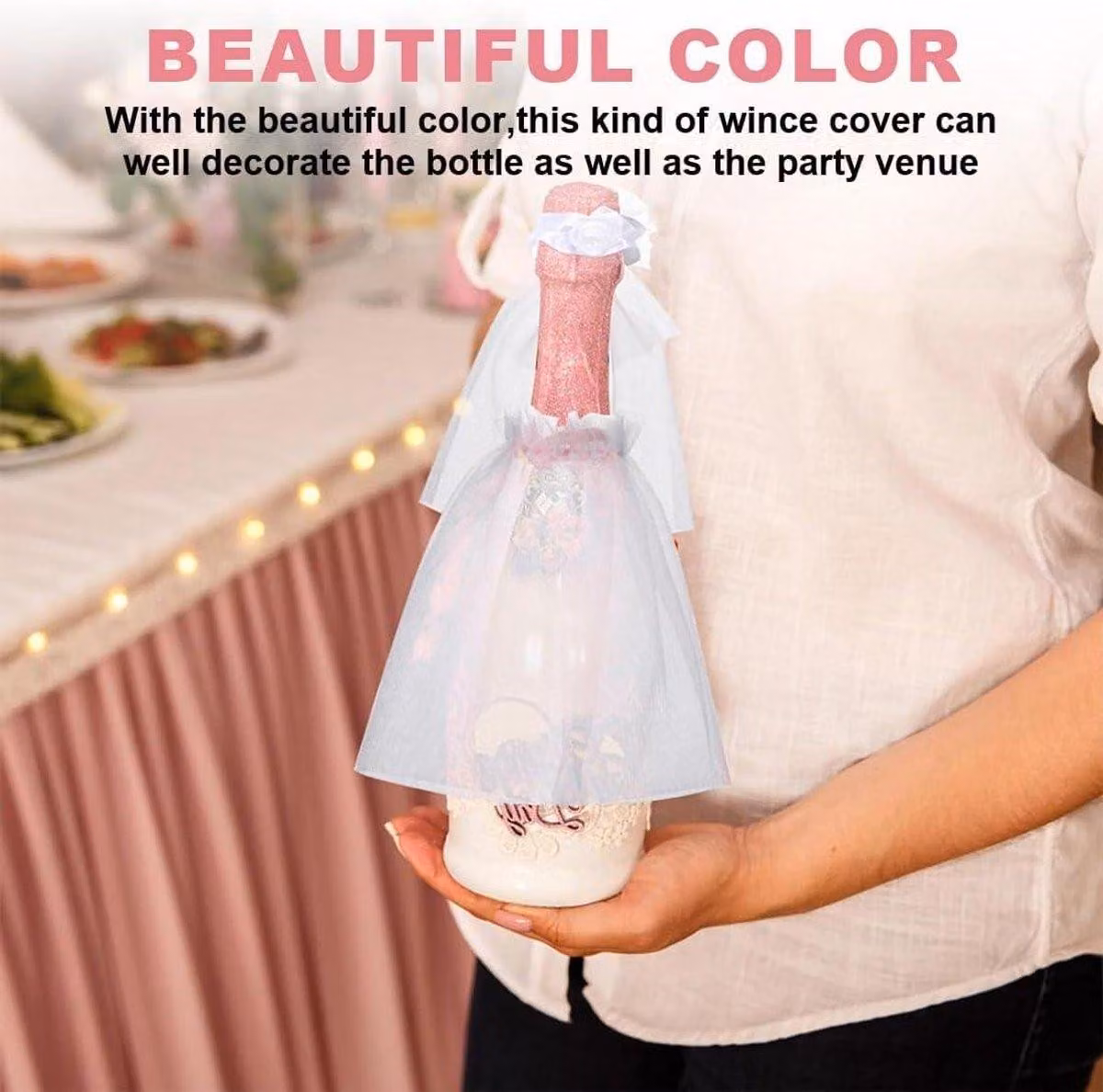 Set di 4 decorazioni per bottiglie di vino da matrimonio, con sposa e sposo, ideali per la decorazione della tavola durante la festa nuziale