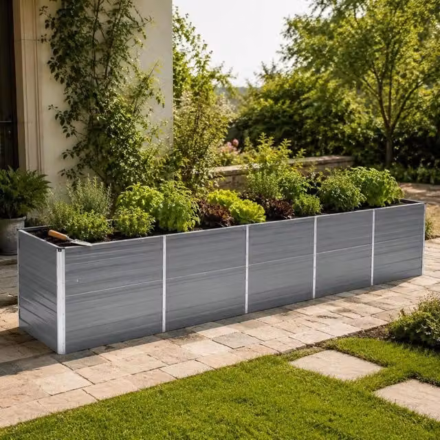 Garden Raised Bed Galvanized Steel 400x80x77 Cm Gray