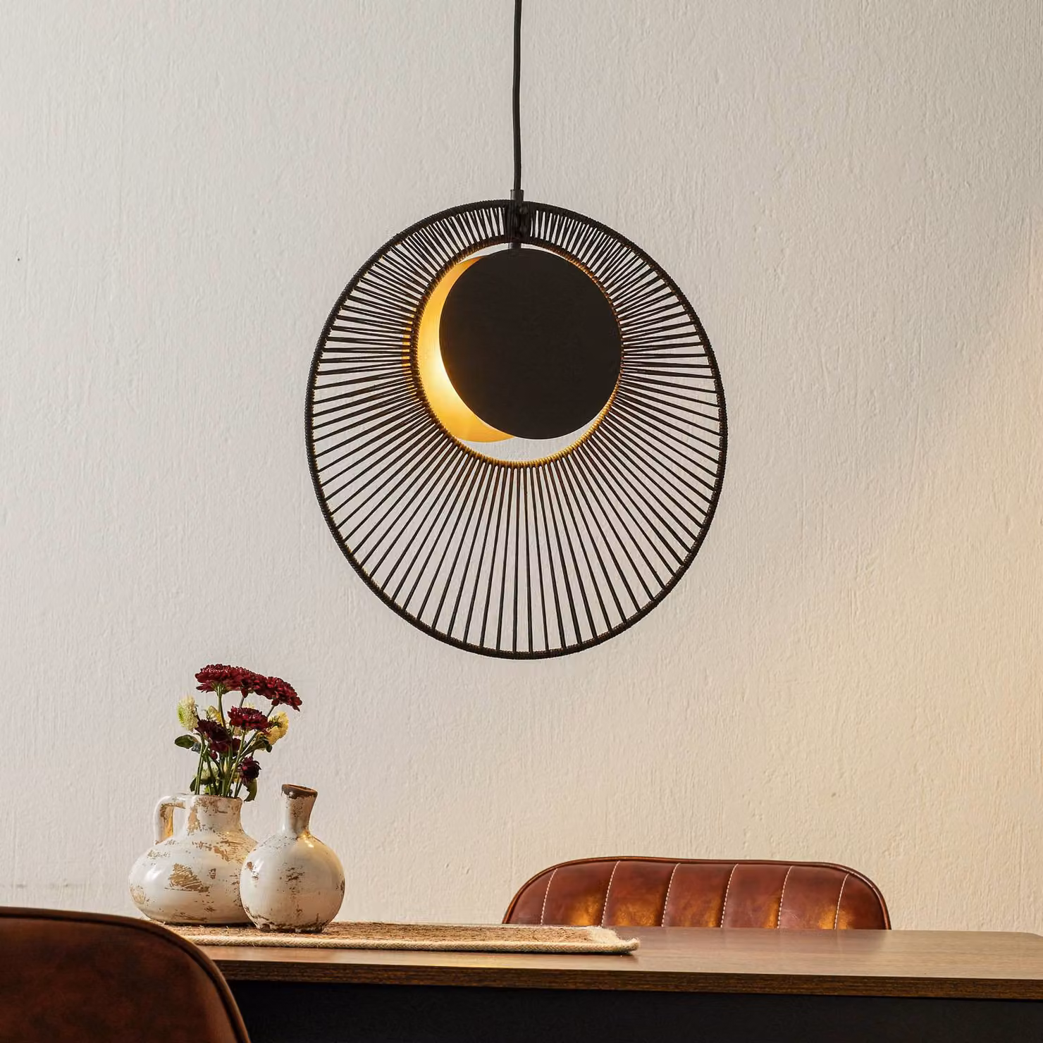 Forestier Lampada a sospensione Oyster, dimmerabile, Nero, Soggiorno / Sala da pranzo, Metallo, Design, Lampada a sospensione
