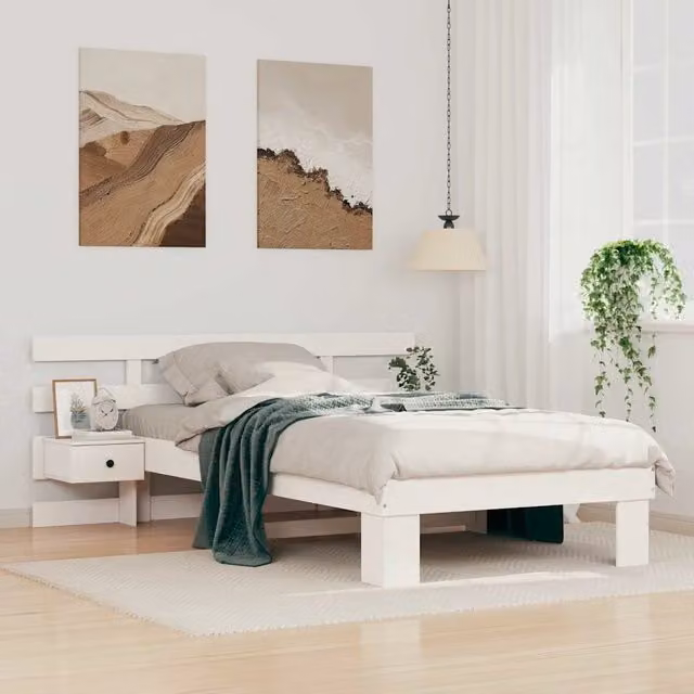 Struttura letto moderno vidaXL in pino massello bianco con cassetti L/P/H: 204.5 x 80 x 150 cm