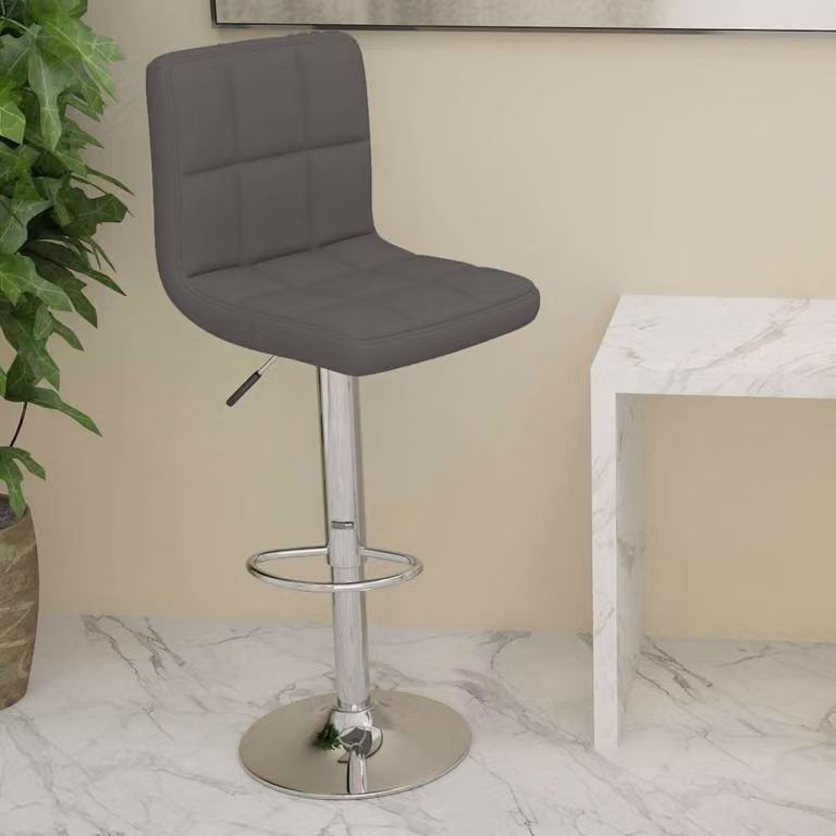 Sgabello da bar vidaXL moderno in tessuto e similpelle grigio con struttura in metallo