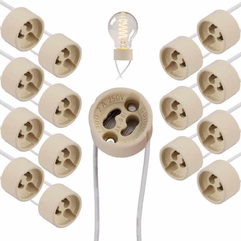 15 attacchi GU10, in Vetroceramica, con cavo in silicone da 0,75 mm², resistenti al calore fino a 250 °C
