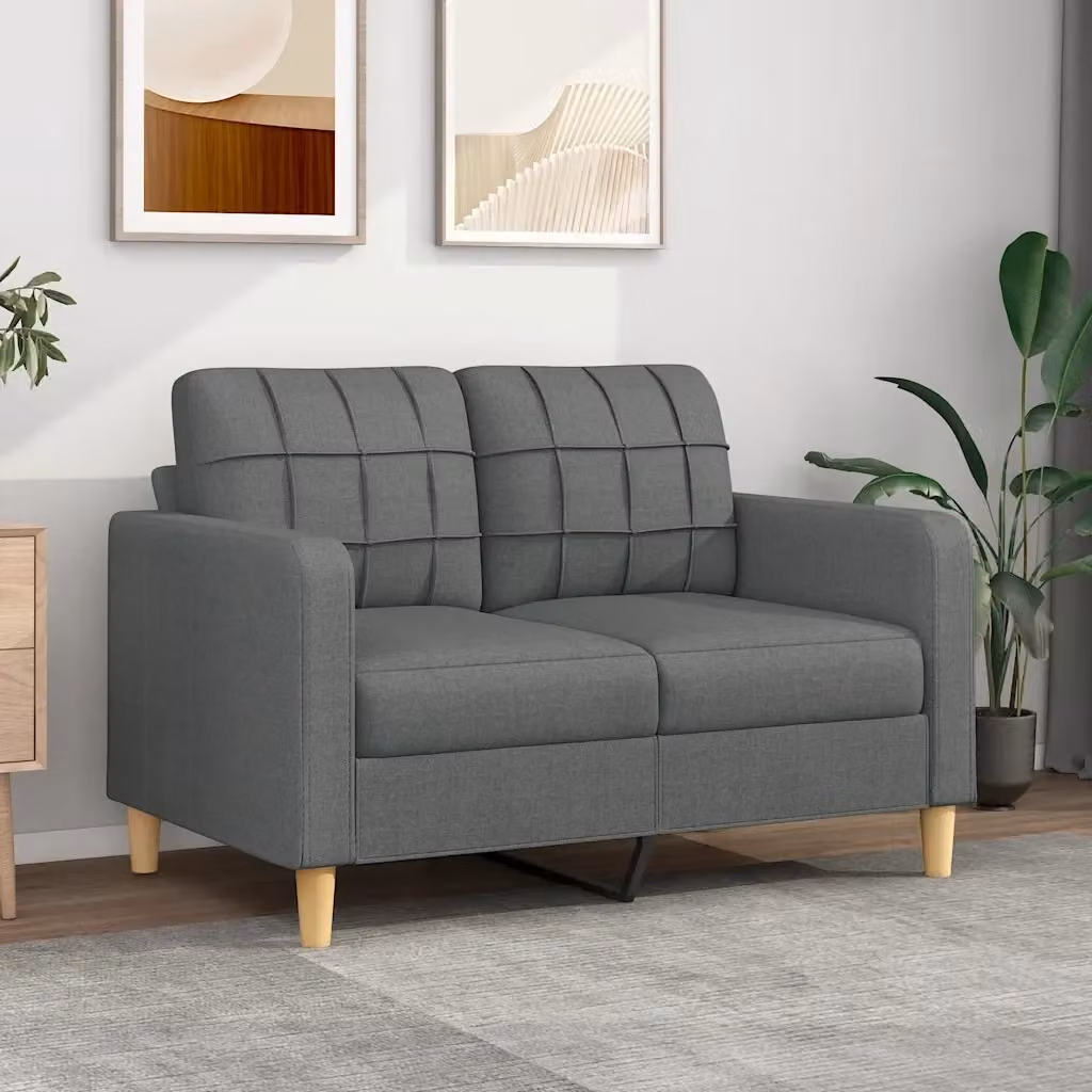 Divano moderno da soggiorno in tessuto grigio con struttura in metallo DESIGN IN L: 138 cm, P: 77 cm, H: 80 cm – 2