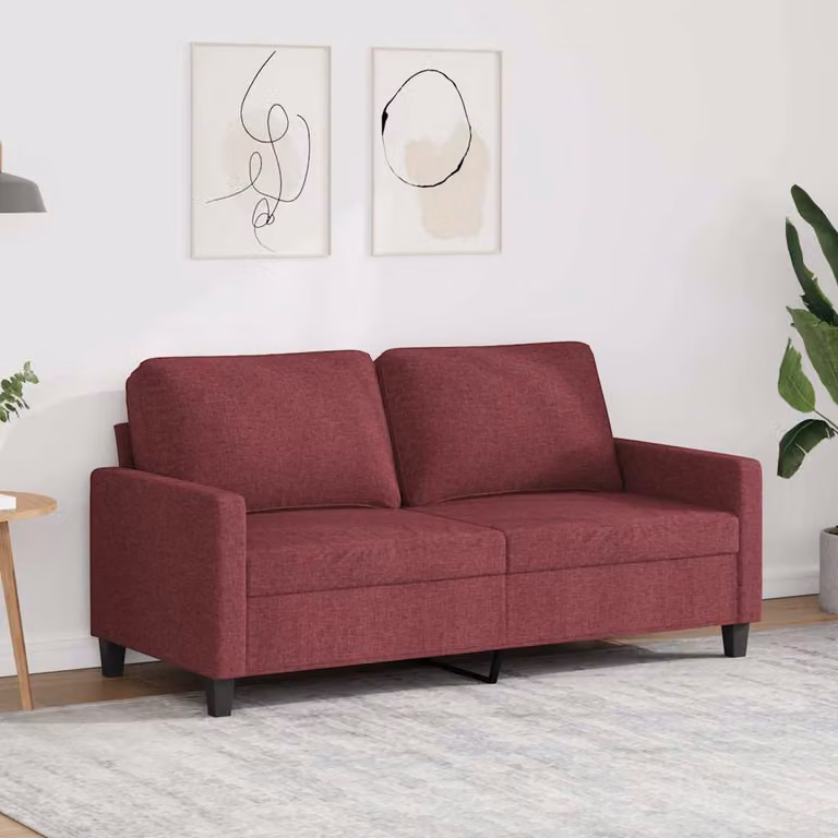 vidaXL Divano a 2 Posti Moderno in Tessuto Rosso con Struttura in Metallo