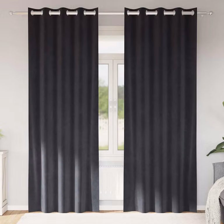Set di 2 tende oscuranti vidaXL in velluto antracite con occhielli, L: 140 cm, H: 225 cm