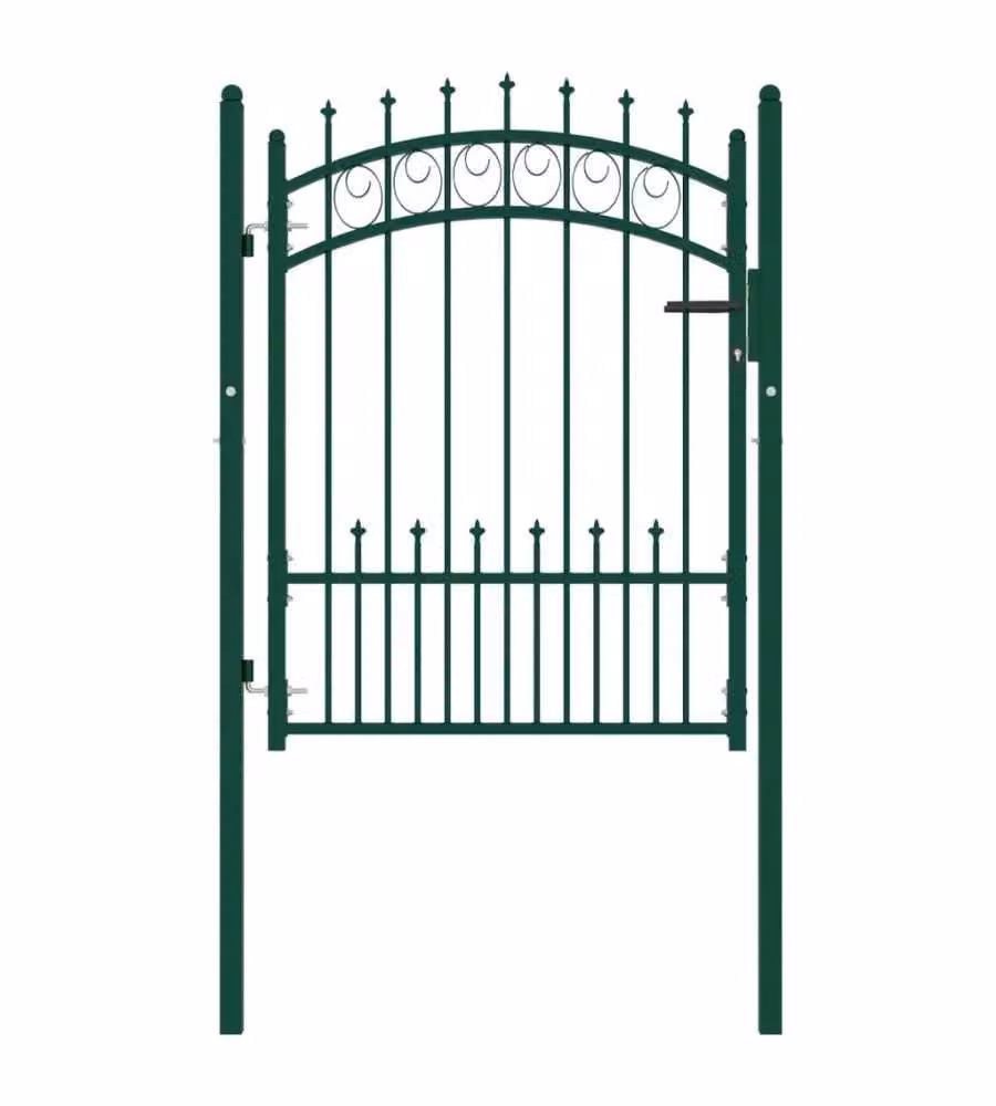 Cancello per Recinzione con Punte in Acciaio 100x125 cm Verde 146384