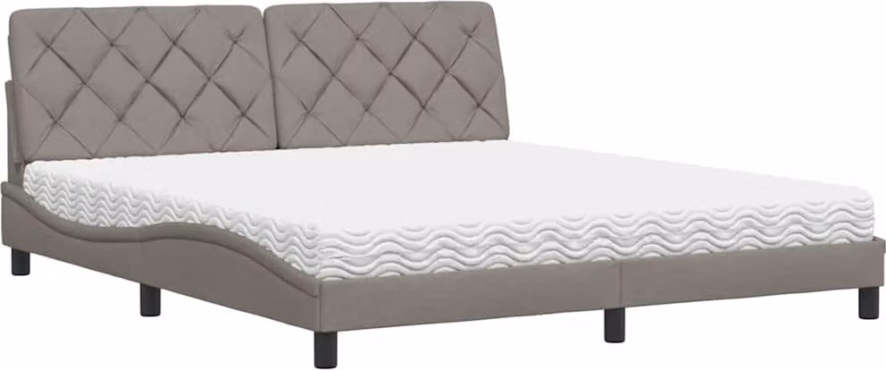 Letto con Materasso Tortora 180x200 cm in Tessuto