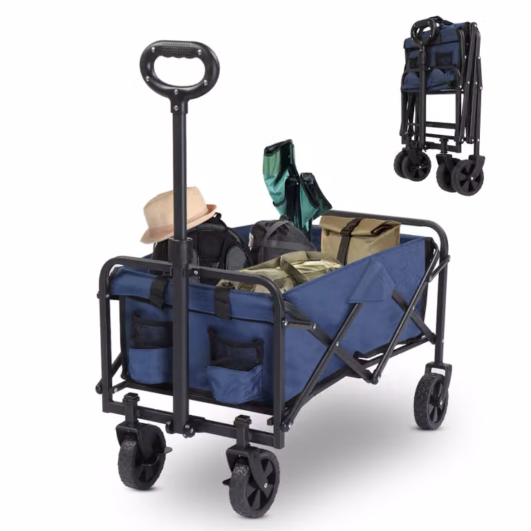 ALIGHTUP, carrello pieghevole, carrello portante pieghevole, ruote girevoli a 360°, capacità di carico fino a 100 kg, colore blu, dimensioni 74,5 x 43,5 x 85 cm