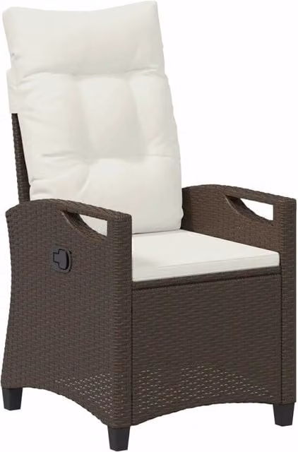 Sedia da giardino reclinabile in rattan e metallo lacca marrone per esterno e terrazza L: 56 cm, P: 60 cm, H: 112 cm