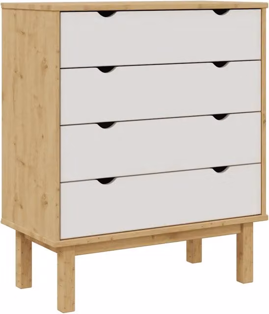 Cassettiera OTTA Marrone e Bianco 76,5x39,5x90 cm Legno di Pino CFW8518148
