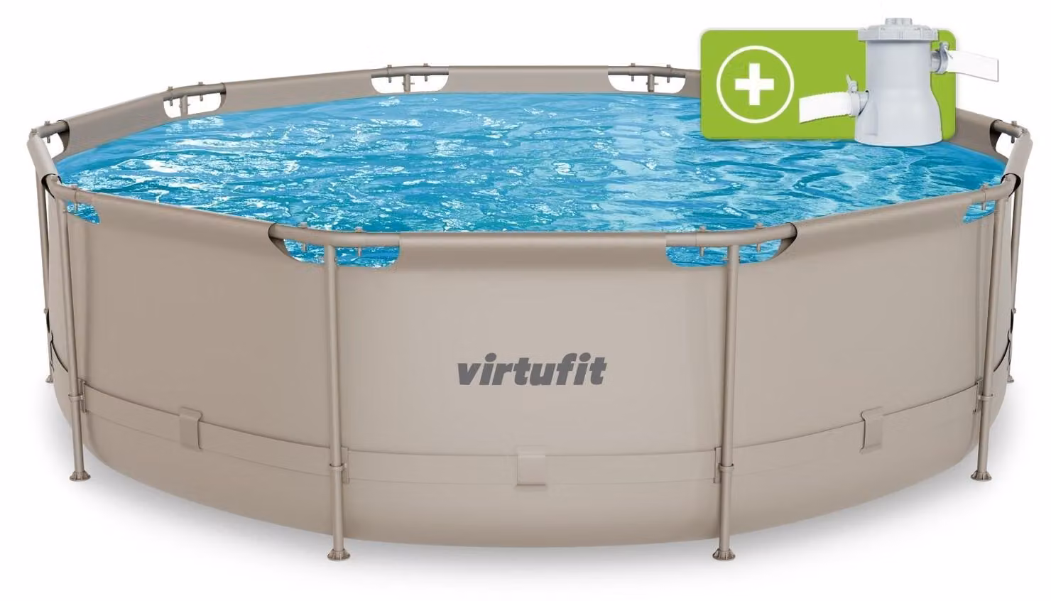 VirtuFit, piscina gonfiabile rotonda - Diametro 366 x 100 cm - Beige - Include pompa filtro