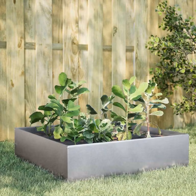 Fioriera Rialzata da Giardino vidaXL in Acciaio Zincato Grigio L/P/H: 100 x 100 x 25 cm