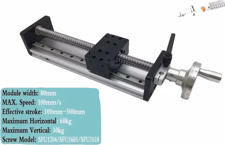 Attuatore lineare manuale, altezza di sollevamento regolabile, elevata capacità di carico, corsa 300 mm, M-SXG5080