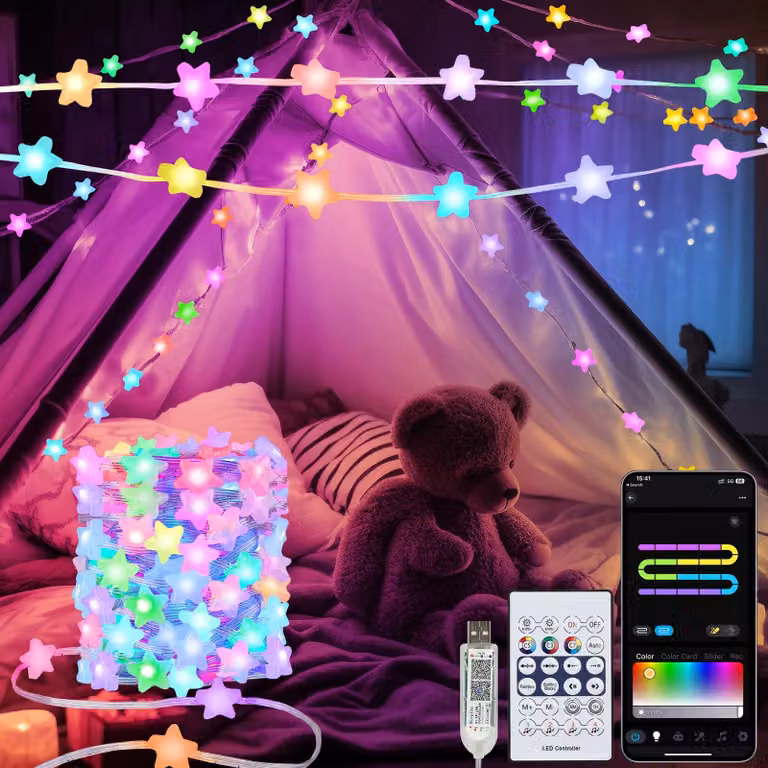 Catena luminosa LED per uso sterile, 10 metri, 66 LED RGB, controllo tramite app e telecomando, sincronizzazione con la musica