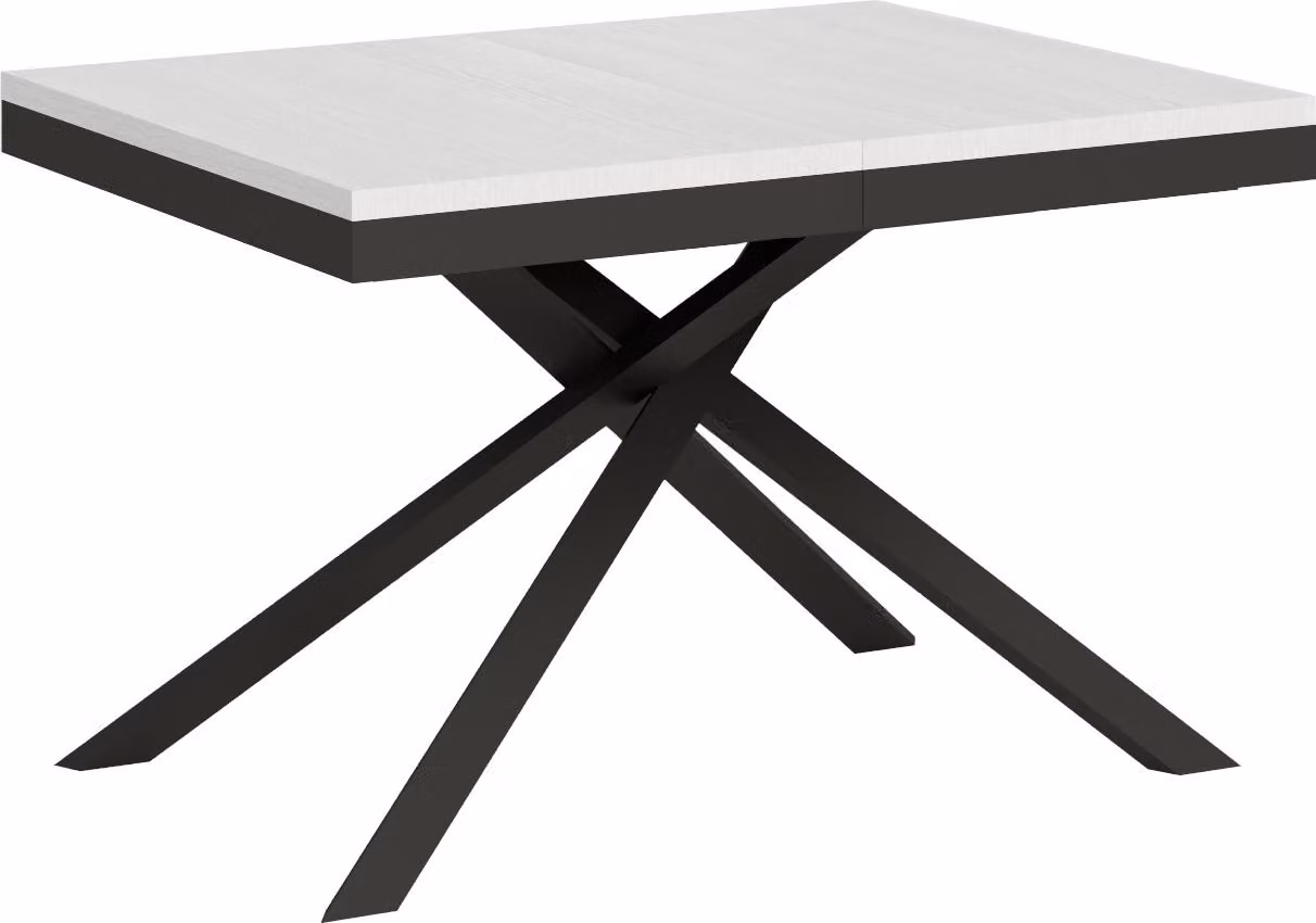 ITYHOME - Tavolo allungabile 120/224x90 cm Karida Evolution bianco frassino telaio e gambe antracite