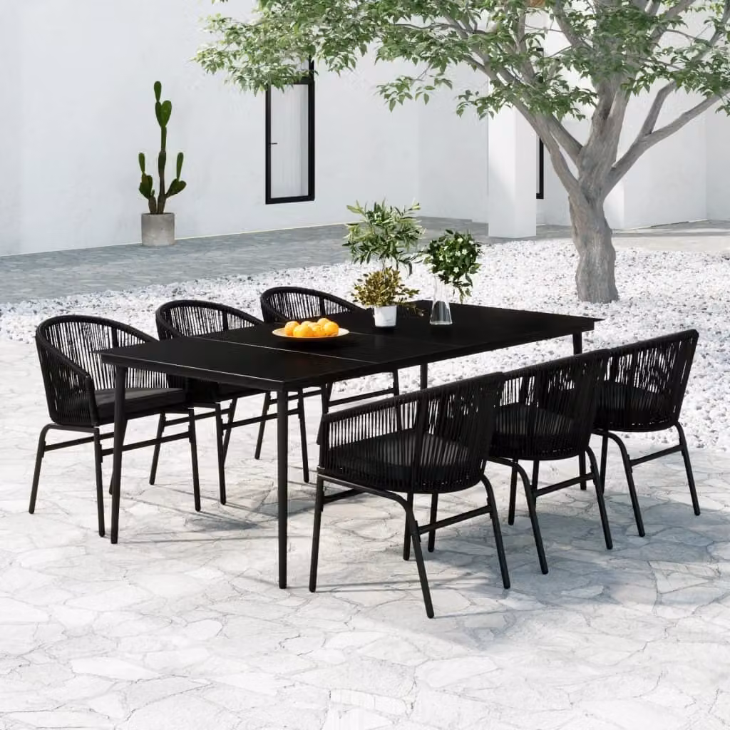 The Living Store Set da pranzo da giardino 7 pezzi nero